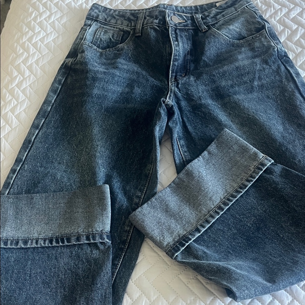 SHEIN Dark Wash Straight Jeans for Men